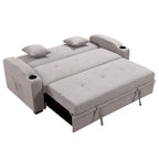 Divano Letto Convertibile Grigio / Nero a 2 Posti con Schienale Reclinabile e Portabicchieri