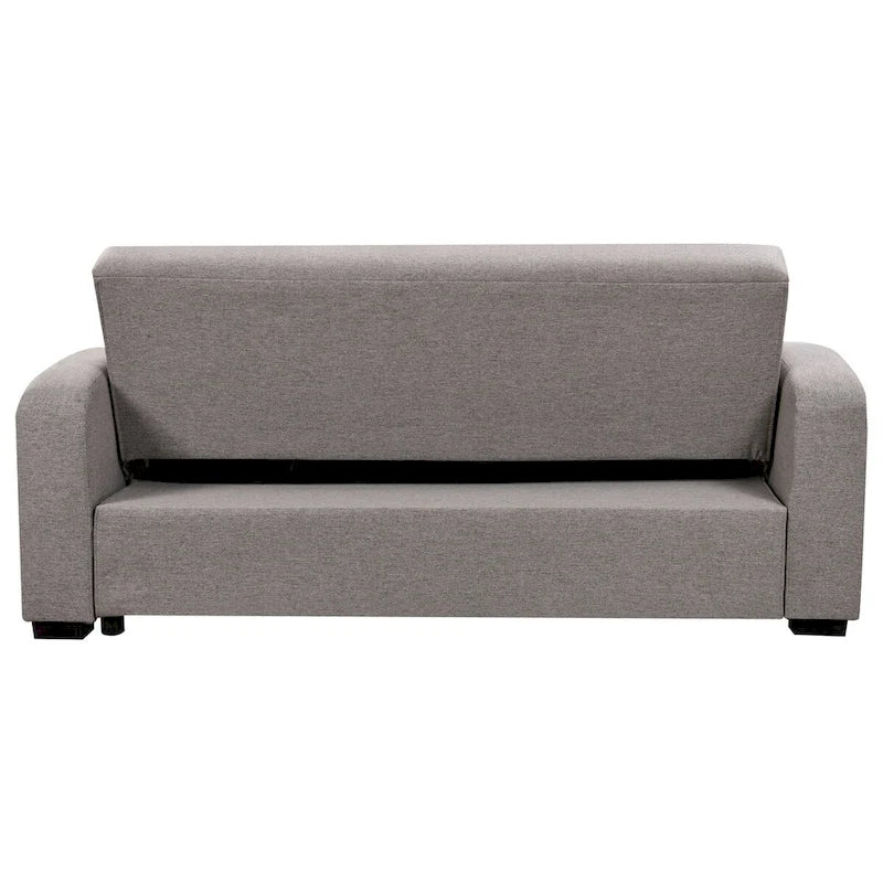 Divano Letto Convertibile Grigio / Nero a 2 Posti con Schienale Reclinabile e Portabicchieri