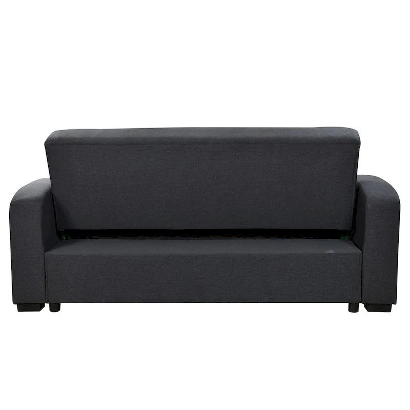 Divano Letto Convertibile Grigio / Nero a 2 Posti con Schienale Reclinabile e Portabicchieri