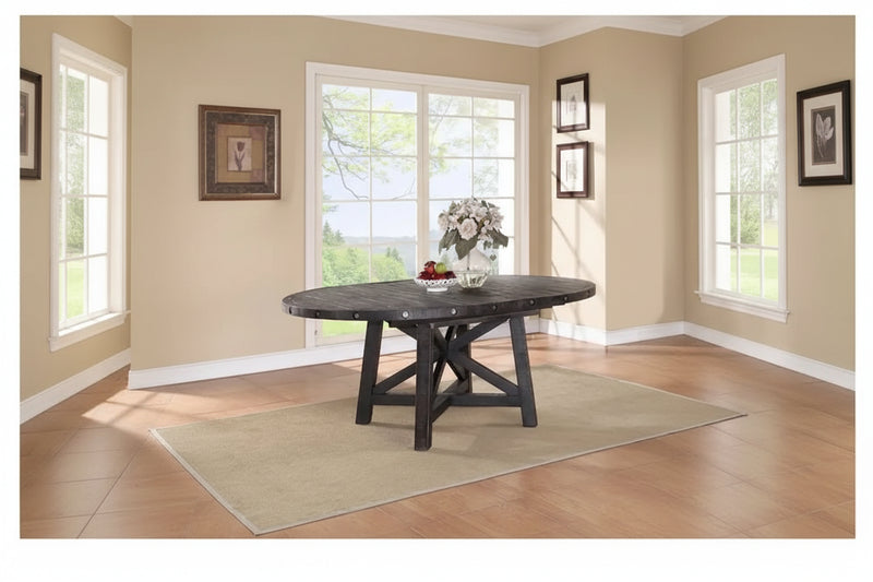 Industrial Solid Wood Round Extension Table