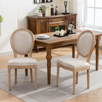 Sedie da pranzo in lino stile francese beige/grigio scuro, set da 2