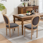 Sedie da pranzo in lino stile francese beige/grigio scuro, set da 2