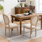 Sedie da pranzo in lino stile francese beige/grigio scuro, set da 2