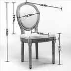 Sedie da pranzo in lino stile francese beige/grigio scuro, set da 2