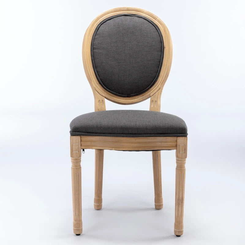 Sedie da pranzo in lino stile francese beige/grigio scuro, set da 2