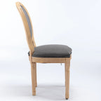 Sedie da pranzo in lino stile francese beige/grigio scuro, set da 2