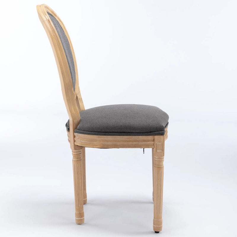 Sedie da pranzo in lino stile francese beige/grigio scuro, set da 2