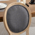 Sedie da pranzo in lino stile francese beige/grigio scuro, set da 2