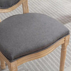 Sedie da pranzo in lino stile francese beige/grigio scuro, set da 2
