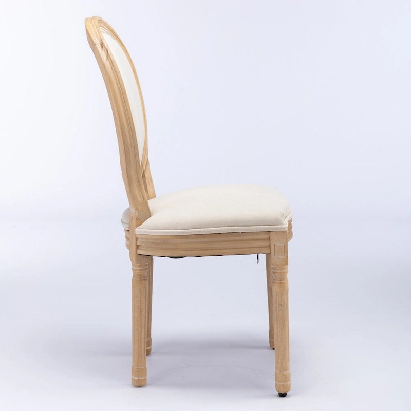 Sedie da pranzo in lino stile francese beige/grigio scuro, set da 2