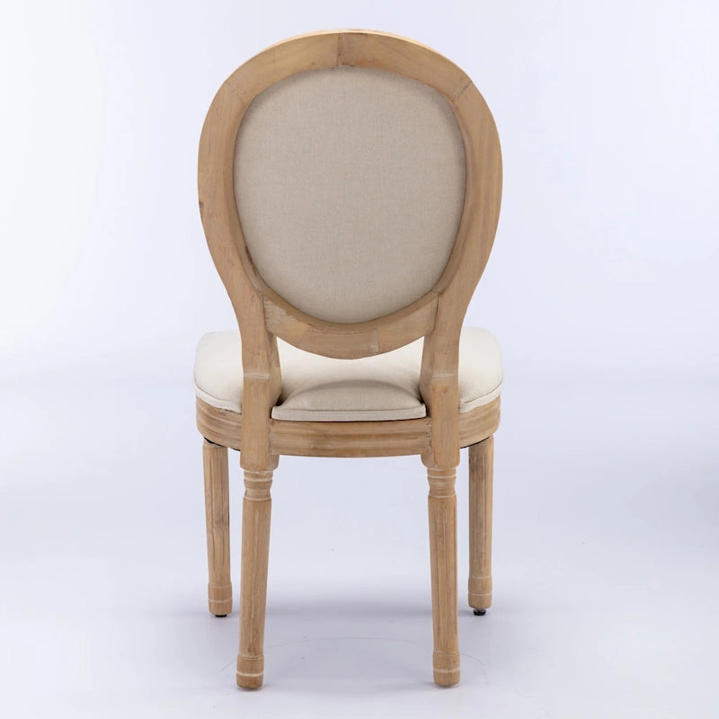 Sedie da pranzo in lino stile francese beige/grigio scuro, set da 2
