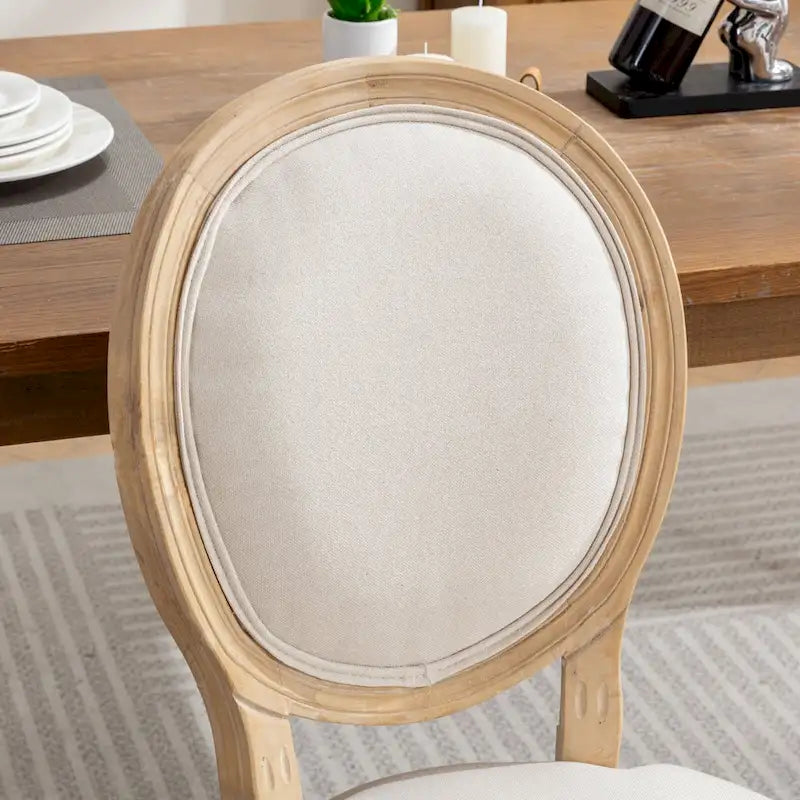 Sedie da pranzo in lino stile francese beige/grigio scuro, set da 2