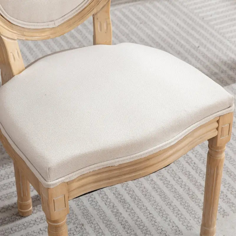 Sedie da pranzo in lino stile francese beige/grigio scuro, set da 2