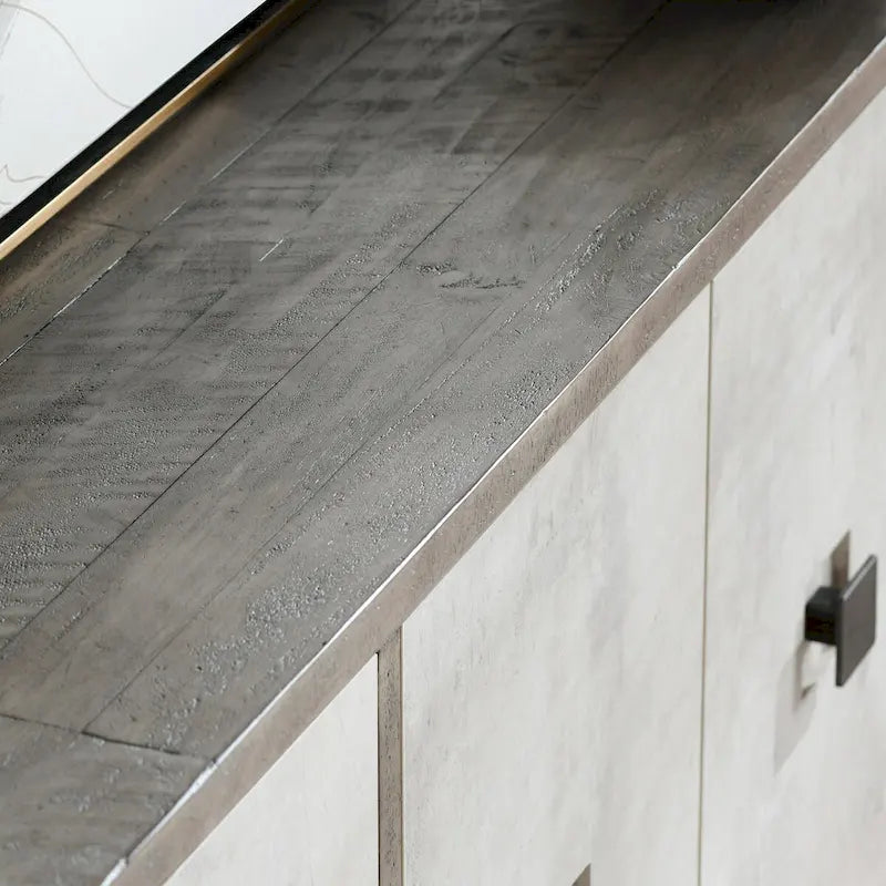 Credenza a 4 ante grigio anticato/bianco anticato, 1 pezzo
