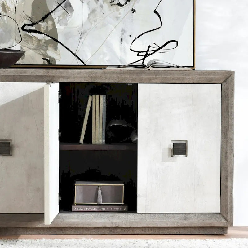Credenza a 4 ante grigio anticato/bianco anticato, 1 pezzo