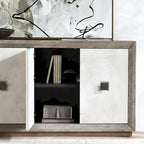 Credenza a 4 ante grigio anticato/bianco anticato, 1 pezzo