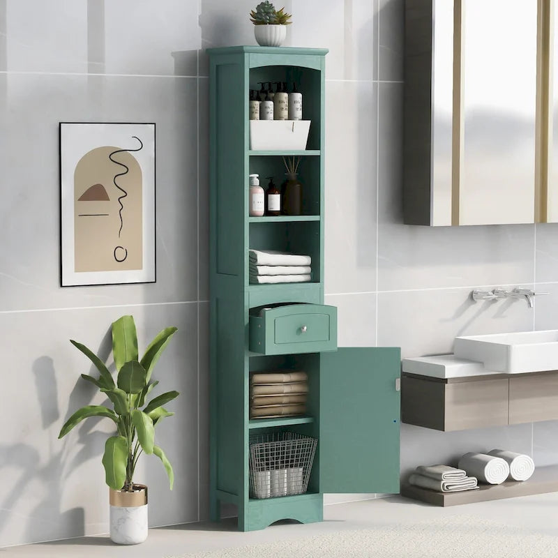 Mobiletto contenitore da bagno autoportante alto 67" con ante e ripiani regolabili - Alto 68"