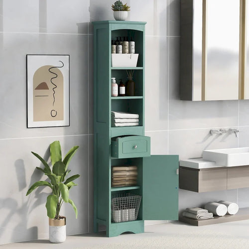 Mobiletto contenitore da bagno autoportante alto 67" con ante e ripiani regolabili - Alto 68"