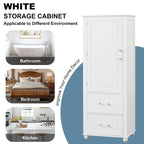 Mobiletto da bagno bianco con 2 cassetti e ripiano regolabile